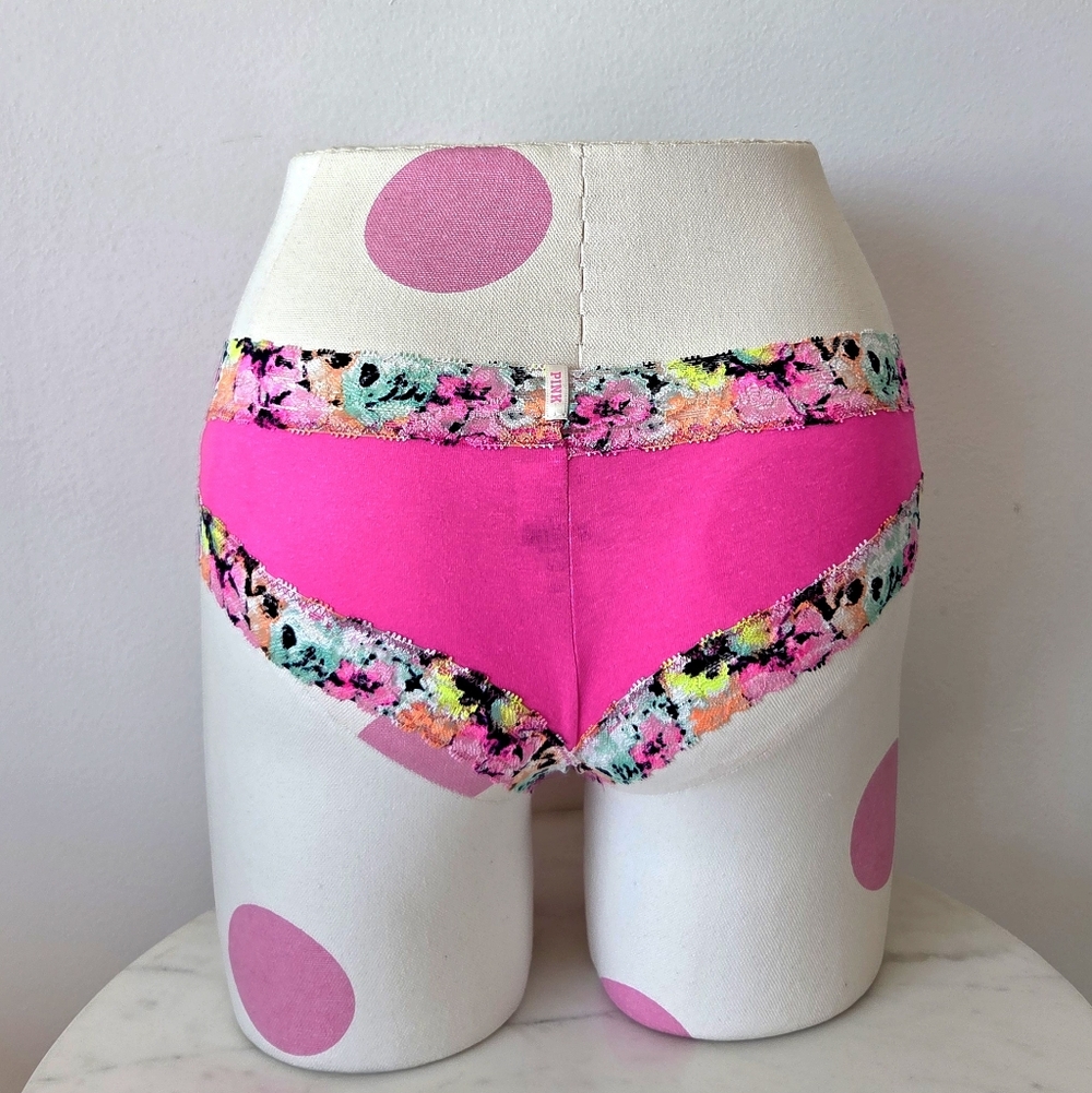 Victoria's Secret PINK VTG Extra Low Rise Cheeky Panty Rainbow Floral Lace NWT - Picture 4 of 13
